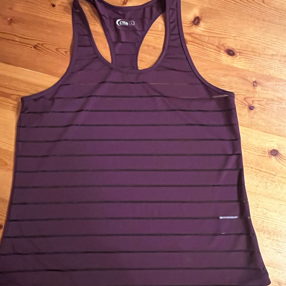 ZYIA Women's Dark Purple Striped Tank Top